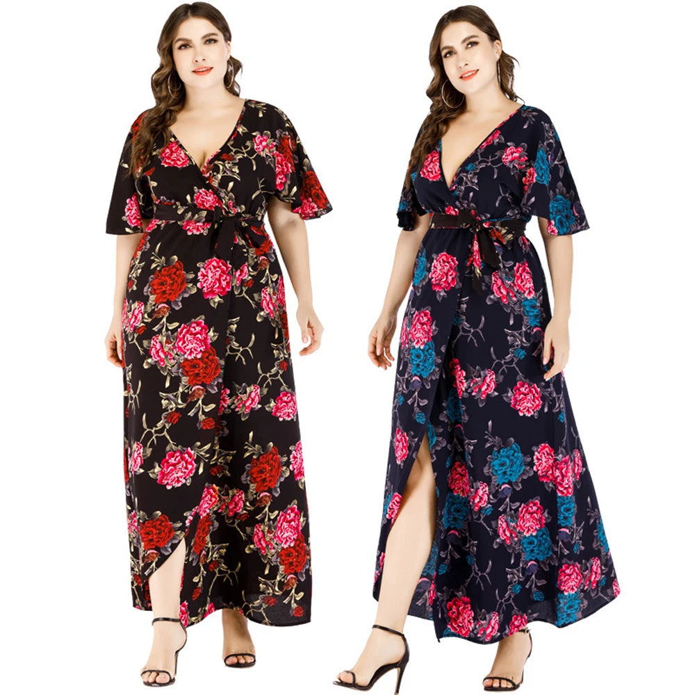 XL-6XL Curvy Clothing Casual Woman Long Dresses Knit Middle-aged Women Dress Short-Sleeved Sexy Female Large Size Summer Dress XL-6XL Curvy Clothing Casual Woman Long Dresses Knit Middle-aged Women Dress Short-Sleeved Sexy Female Large Size Summer Dress